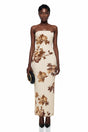 Denise Cream Floral Pleated Midi Dress