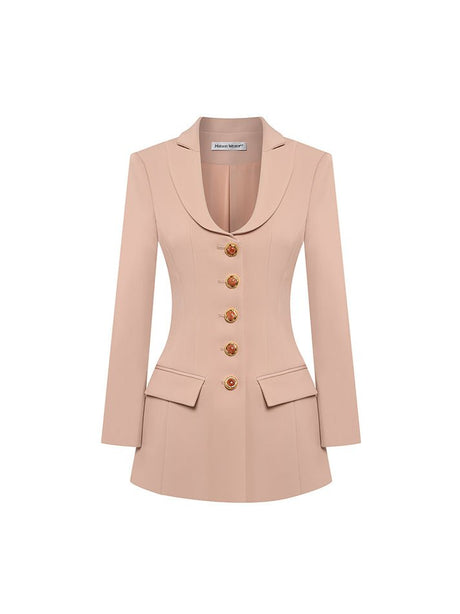 Diana Blazer Dress - Tailored Silhouette - Decorative Buttons - Flap Pockets - All - Day Comfort