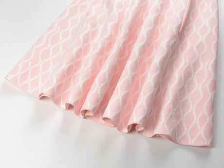 Diana Dress - A - Line Silhouette - Abstract Wavy Pattern - Tailored for Hourglass Shape - Square Neckline