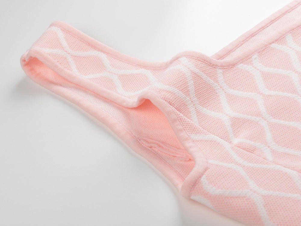 Diana Dress - A - Line Silhouette - Abstract Wavy Pattern - Tailored for Hourglass Shape - Square Neckline