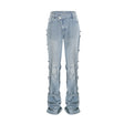 Diana Jeans - Strap Detailing - Whiskering Effect - Off - Center Button Fastening - Five Pockets