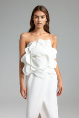 Diana White Floral Detail Midi Dress for Women