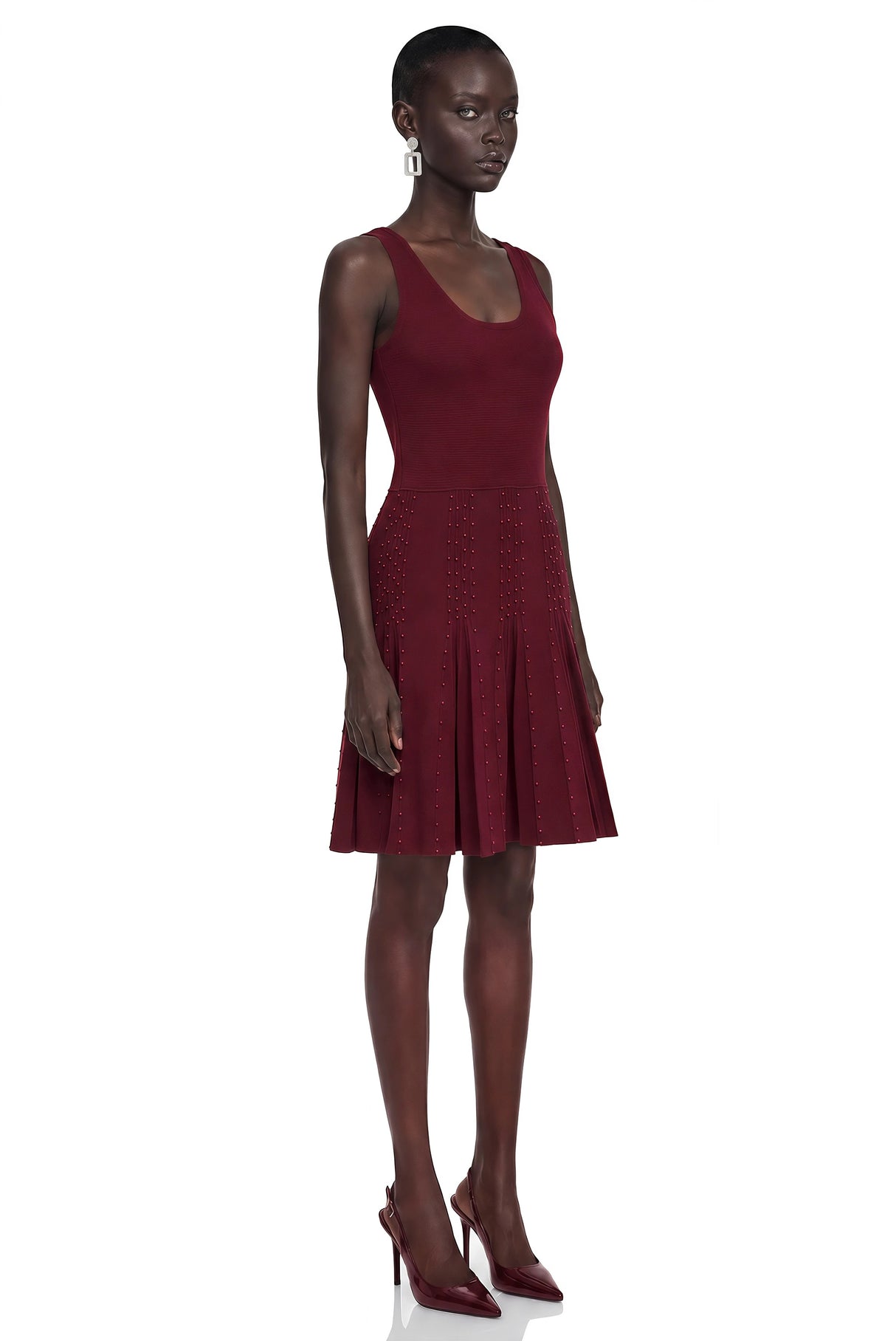 Diane Burgundy Beading Embellished Ruffled Mini Dress