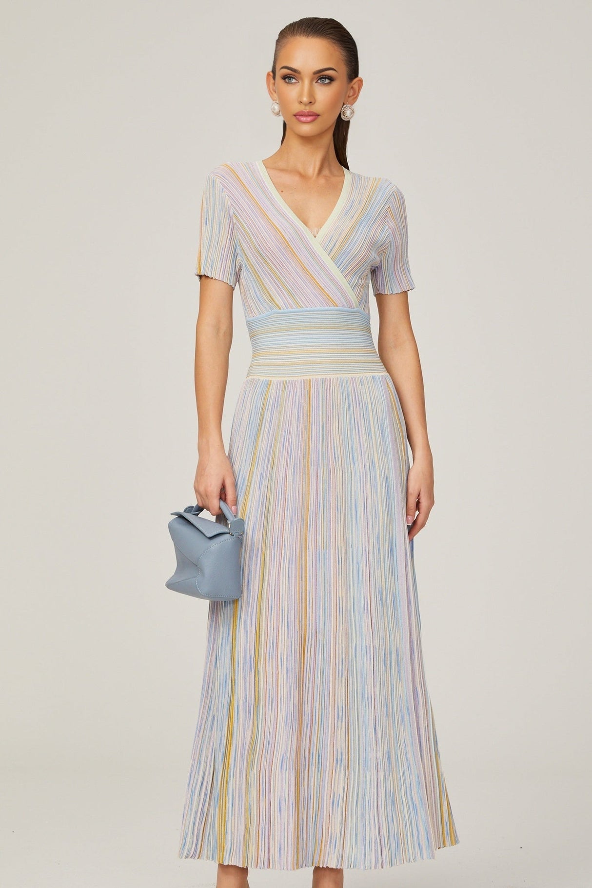 Diane contrastcolor pinstripe ribknit midi dress