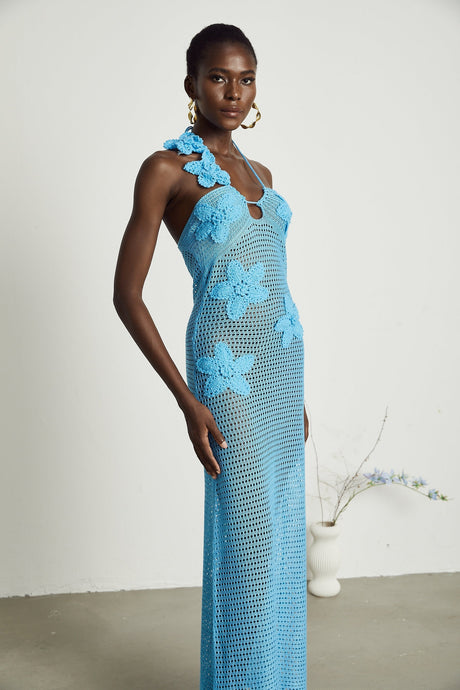 Diane crochet fauxflower embellished maxi dress