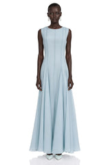 Dilek Light Blue Sleeveless Pleated Maxi Dress