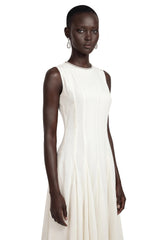 Dilek White Sleeveless Pleated Maxi Dress