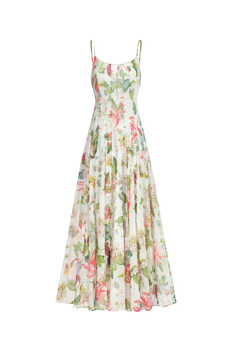 Diletta White Floral Maxi Dress for Women