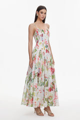 Diletta White Floral Maxi Dress for Women