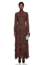 Dirce Chocolate Brown Chiffon Ruffled Maxi Dress