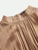 Distinctive Sparkly Fabric Puffy Sleeve Waist Patchwork High Waist Dress