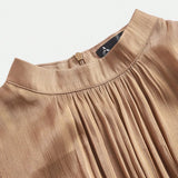Distinctive Sparkly Fabric Puffy Sleeve Waist Patchwork High Waist Dress