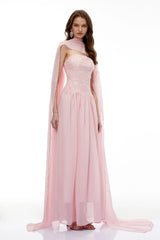 Dobromila Pink Floral Embroidered Pleated Maxi Dress
