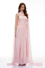 Dobromila Pink Floral Embroidered Pleated Maxi Dress