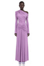 Dolores Purple Long Sleeve One Shoulder Ruched Maxi Dress