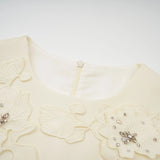 Domenica Midi Dress Neutrals Floral - Appliqu & Bead Embellishment