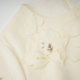 Domenica Midi Dress Neutrals Floral - Appliqu & Bead Embellishment