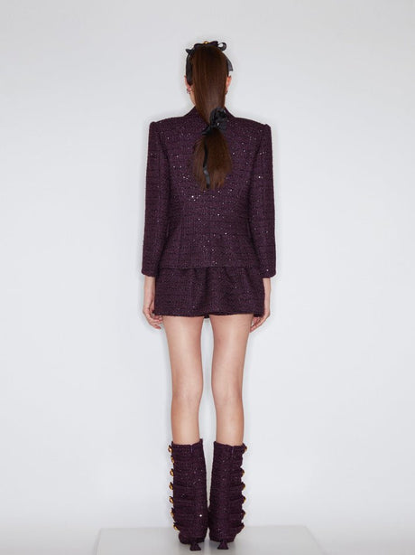 Domenica Mini Skirt - Relaxed Fit - High - Waisted Design - A - Line Style - Elastic Waistband For Comfort - Subtle Shimmer Detailing