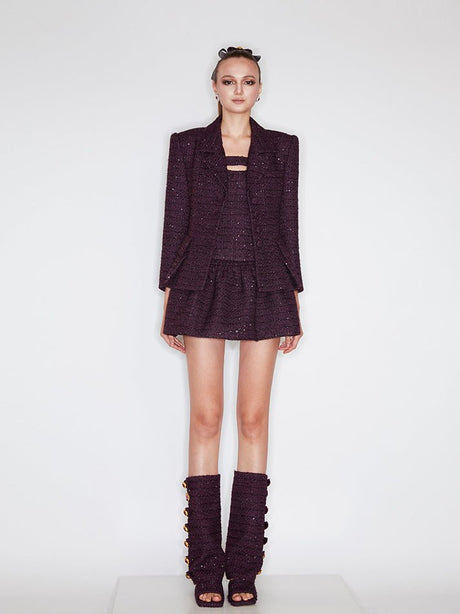 Domenica Mini Skirt - Relaxed Fit - High - Waisted Design - A - Line Style - Elastic Waistband For Comfort - Subtle Shimmer Detailing