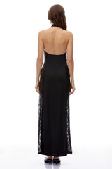 Domnica Black CutOut Maxi Dress with Lace Panels