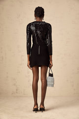 Donatella Cardigan & Skirt - Ribbed Knit - Crystal Buttons - Sequin Embellishments - Patch Pockets