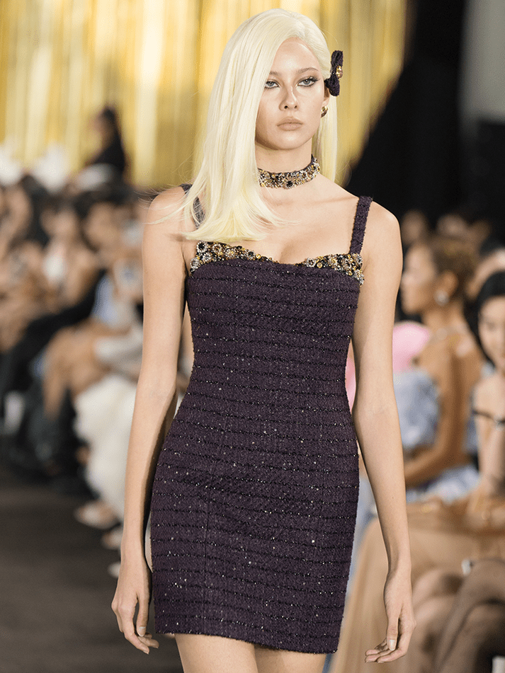 Donatella Dress - Figure - Enhancing Silhouette - Sparkling Embellishments - Delicate Straps - Luxurious Blend