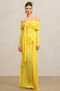 Donatella Yellow Off-Shoulder Dress Elegant Formal Evening Wear