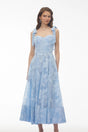 Doris Blue Sweetheart Floral Embroidered Maxi Dress