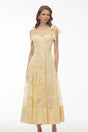 Doris Butter Yellow Sweetheart Floral Embroidered Maxi Dress