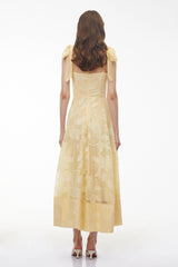 Doris Butter Yellow Sweetheart Floral Embroidered Maxi Dress
