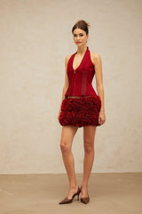 Dorotea Lace - up Top - Halterneck - Sleeveless - Open back - Bodycon design