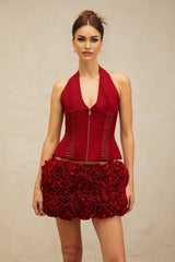 Dorotea Lace - up Top - Halterneck - Sleeveless - Open back - Bodycon design