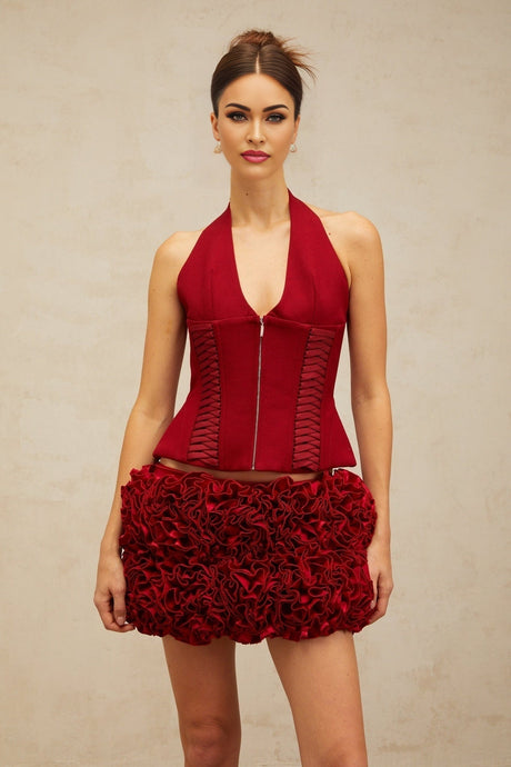 Dorotea Lace - up Top - Halterneck - Sleeveless - Open back - Bodycon design
