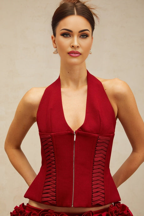 Dorotea Lace - up Top - Halterneck - Sleeveless - Open back - Bodycon design