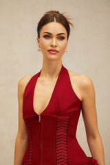 Dorotea Lace - up Top - Halterneck - Sleeveless - Open back - Bodycon design