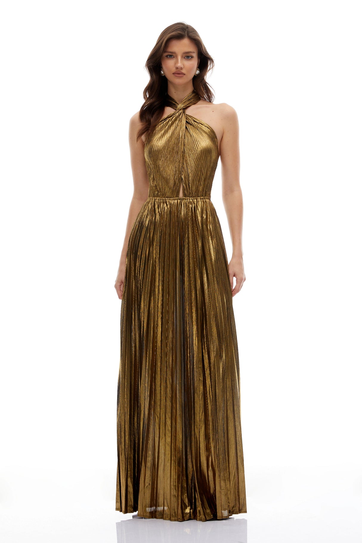 Dorothy Gold Halterneck Pleated Maxi Dress
