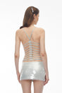 Dottie Sage Green Backless Top  Sequin Skirt Set