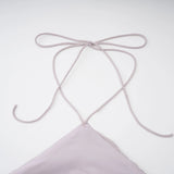 Doux Purple Ruffled Trim Pleated Mini Dress