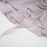 Doux Purple Ruffled Trim Pleated Mini Dress