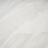 Doux White Ruffled Trim Pleated Midi Dress