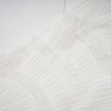 Doux White Ruffled Trim Pleated Midi Dress