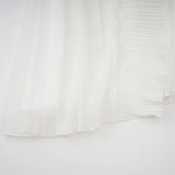 Doux White Ruffled Trim Pleated Midi Dress
