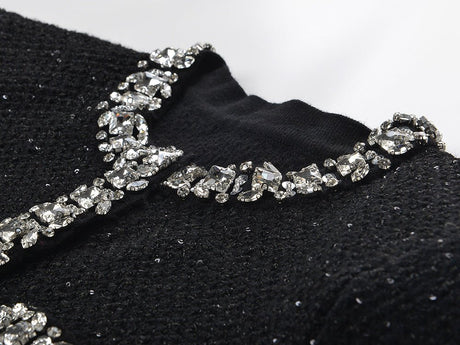 Dress - A - Line Silhouette - Tailored Fit - Sparkling Embellishments - Jewelled Pocket Accents