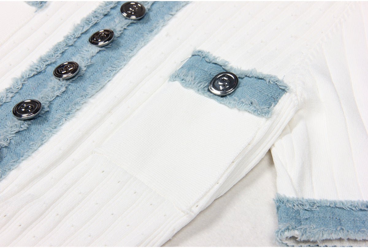 Dress - Maxi Length A - Line Silhouette - Ribbed Texture - Form - Fitting - Button - Down Front