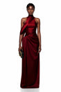 Dryope Red Halterneck Asymmetrical Maxi Dress