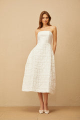 Dulcie White Floral Jacquard Shawl  Dress Set