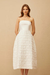 Dulcie White Floral Jacquard Shawl  Dress Set