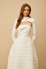 Dulcie White Floral Jacquard Shawl  Dress Set