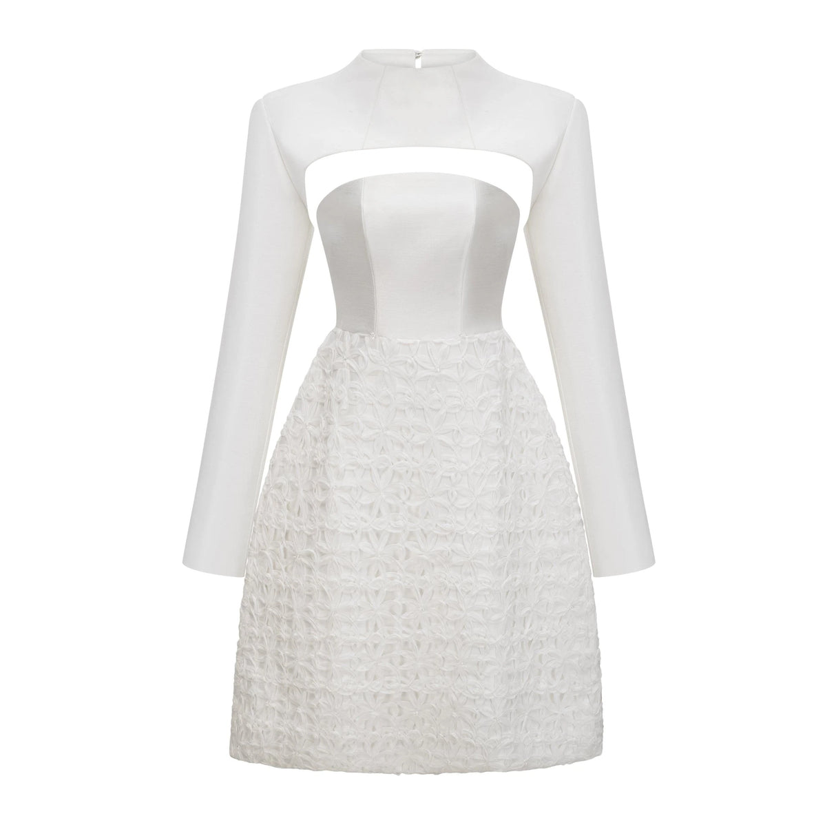 Dulcie White Floral Jacquard Shawl  Dress Set