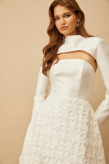 Dulcie White Floral Jacquard Shawl  Dress Set
